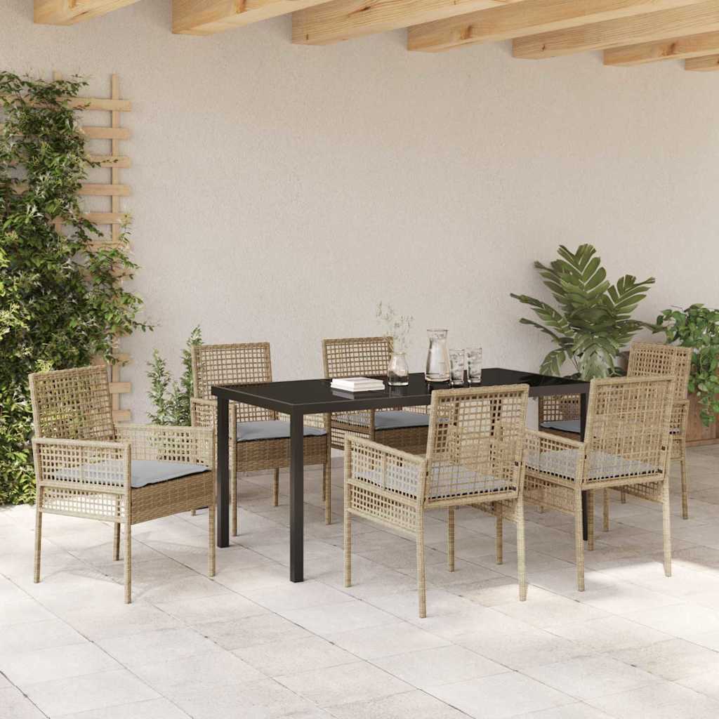 Ensemble de salle à manger pour jardin 7 pcs Beige polyrotin - XIOS