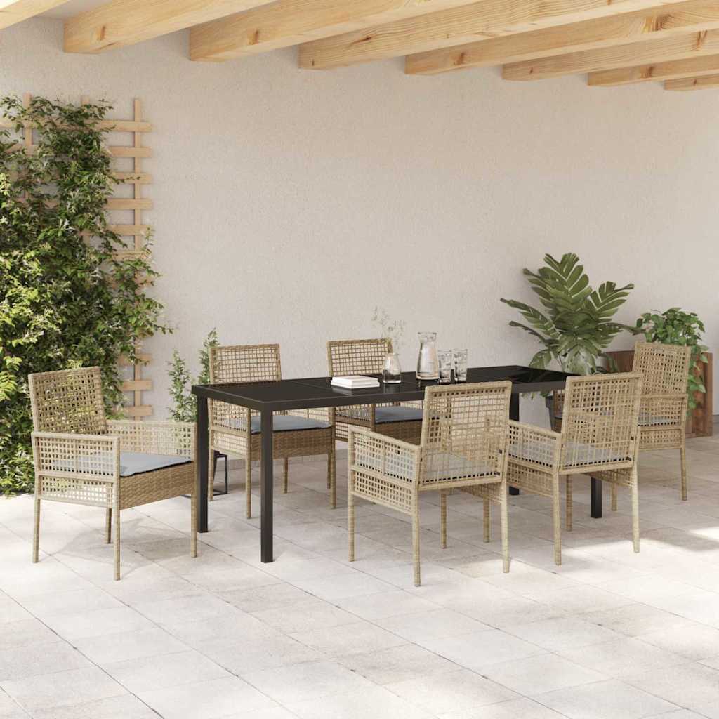 Ensemble de salle à manger pour jardin 7 pcs Beige polyrotin - XIOS