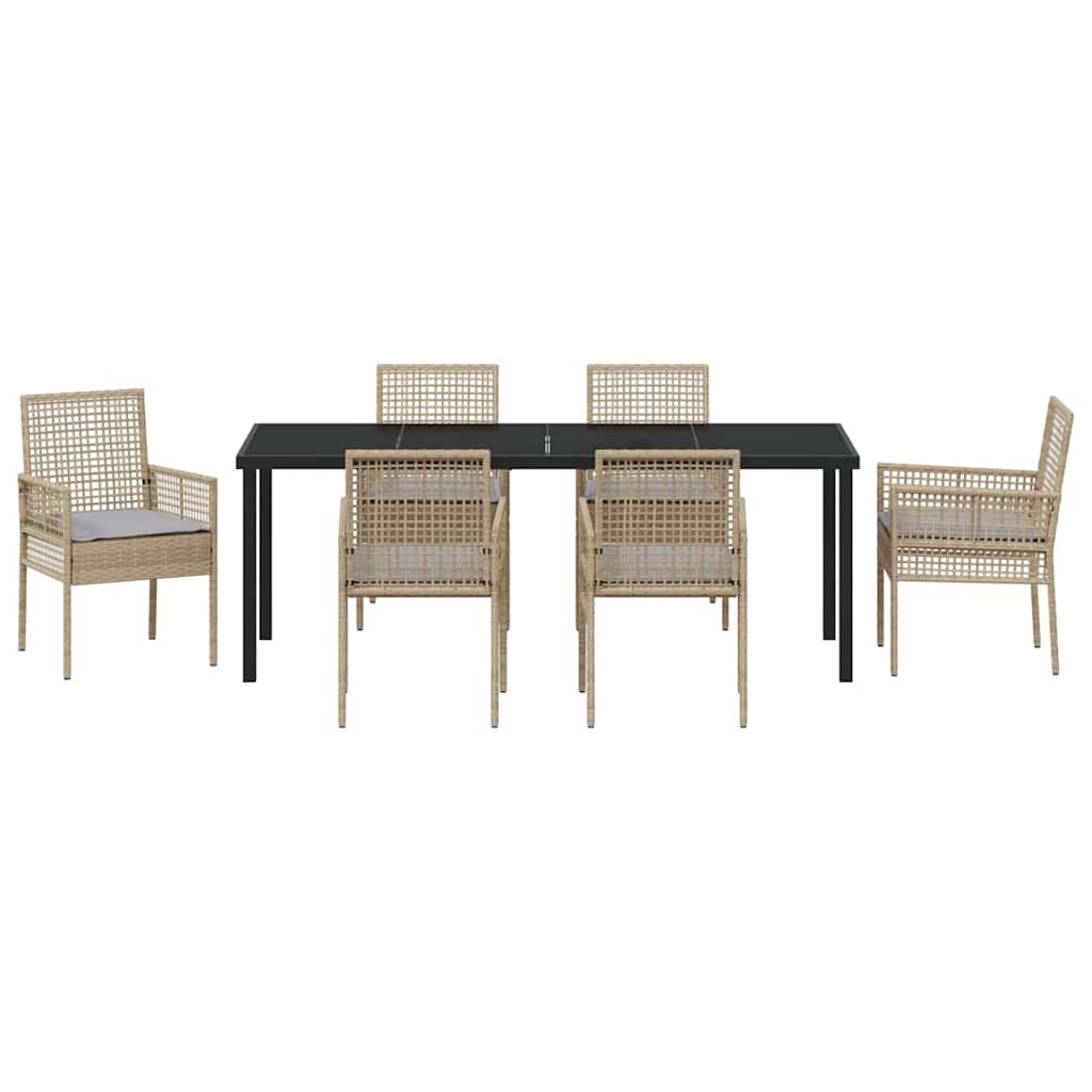 Ensemble de salle à manger pour jardin 7 pcs Beige polyrotin - XIOS