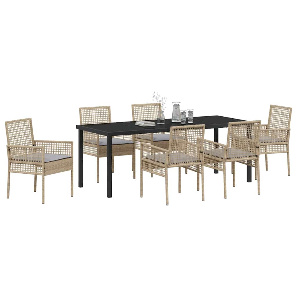 Ensemble de salle à manger pour jardin 7 pcs Beige polyrotin - XIOS