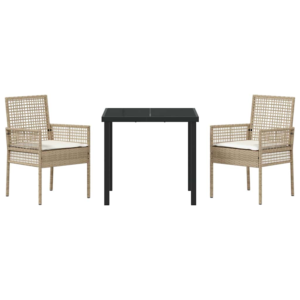 Ensemble de salle à manger pour jardin 3 pcs Beige polyrotin - XIOS
