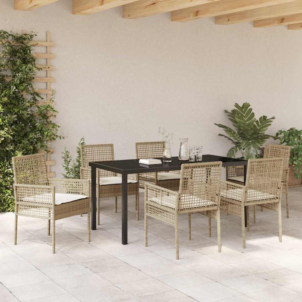 Ensemble de salle à manger pour jardin 7 pcs Beige polyrotin - XIOS