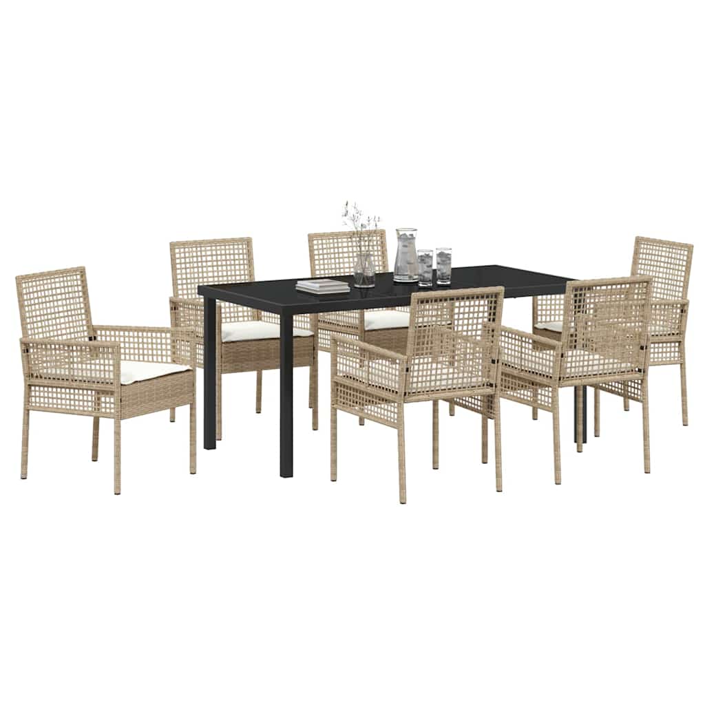 Ensemble de salle à manger pour jardin 7 pcs Beige polyrotin - XIOS