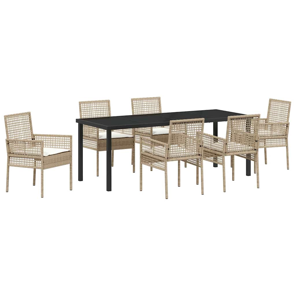 Ensemble de salle à manger pour jardin 7 pcs Beige polyrotin - XIOS