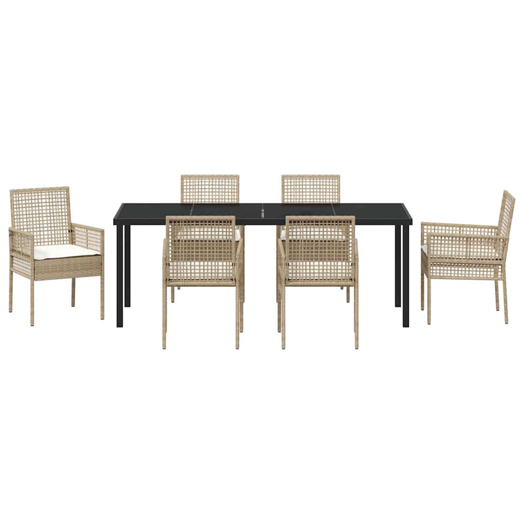 Ensemble de salle à manger pour jardin 7 pcs Beige polyrotin - XIOS