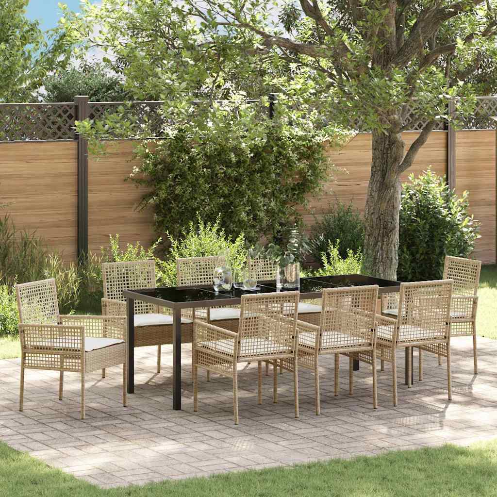 Ensemble de salle à manger pour jardin 9 pcs Beige polyrotin - XIOS