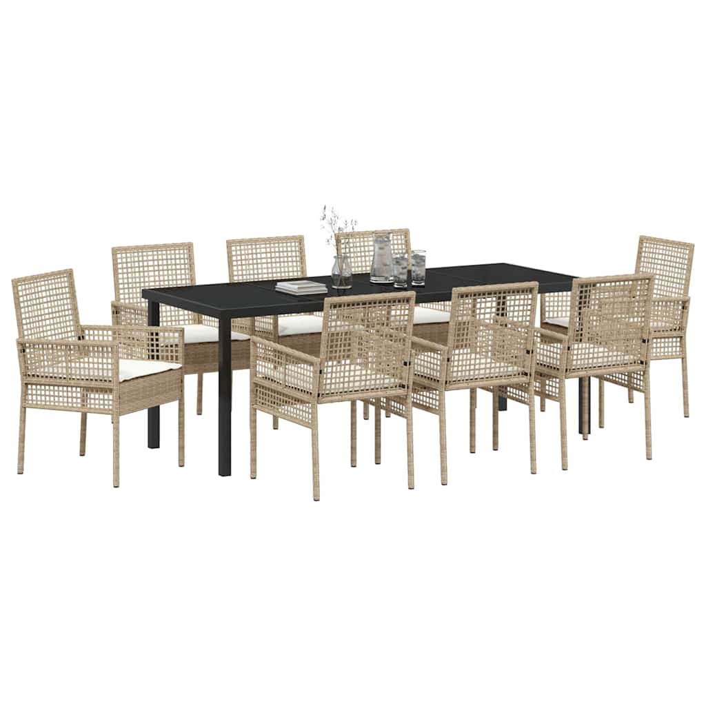 Ensemble de salle à manger pour jardin 9 pcs Beige polyrotin - XIOS