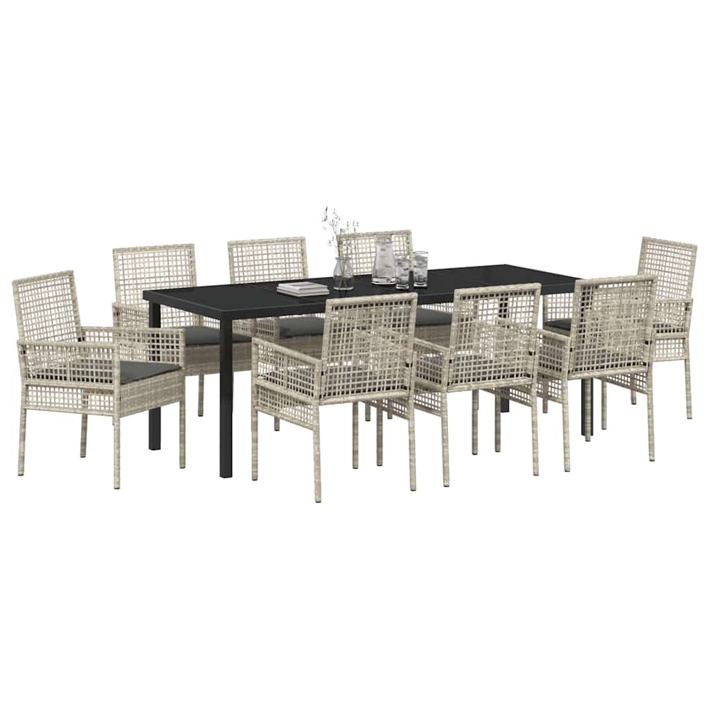 Ensemble de salle à manger pour jardin 9 pcs Gris clair - XIOS