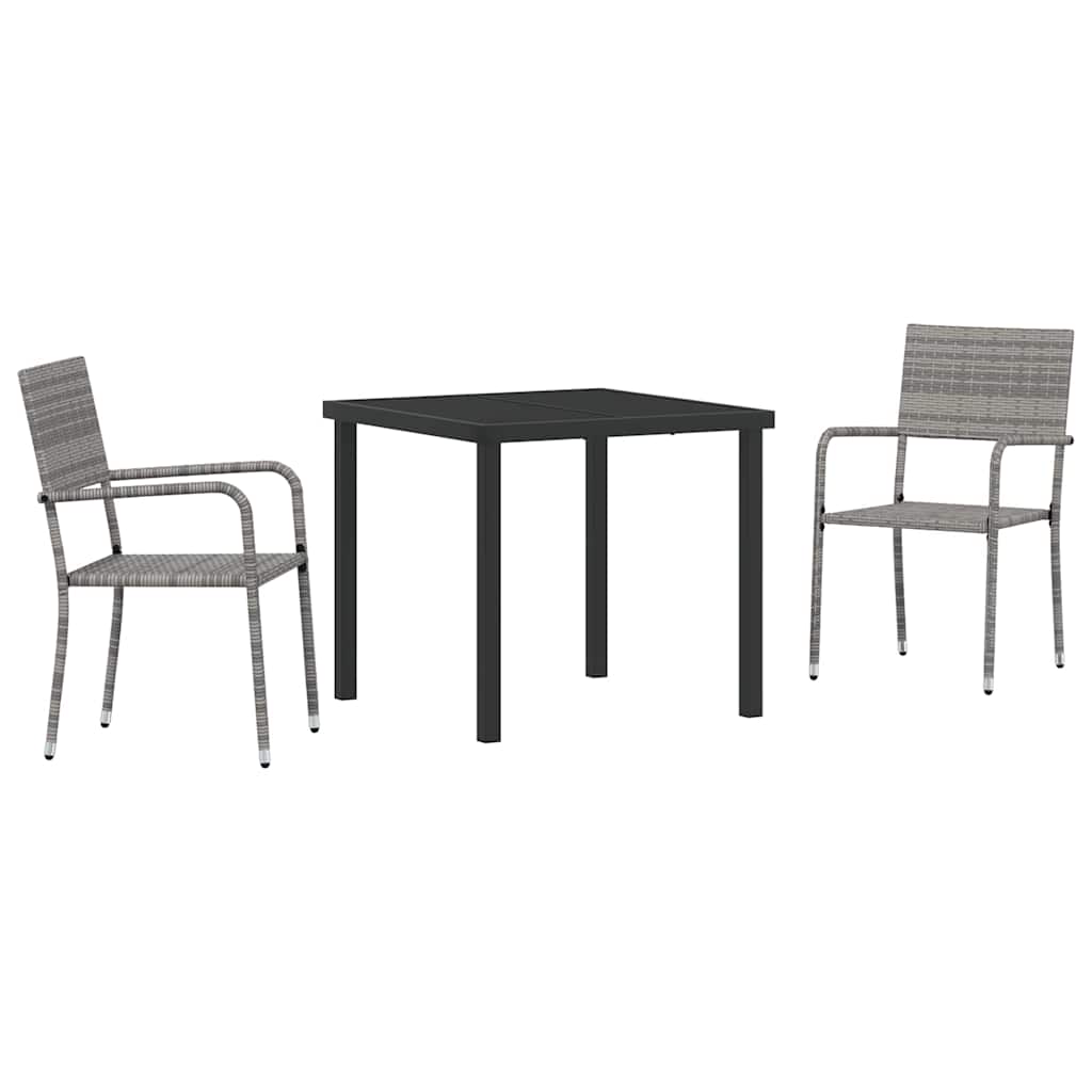 Ensemble de salle à manger pour jardin 3 pcs Gris polyrotin - XIOS