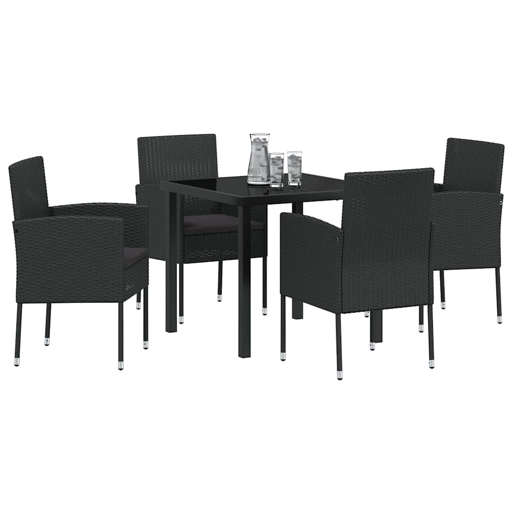 Ensemble de salle à manger pour jardin 5 pcs Noir polyrotin - XIOS