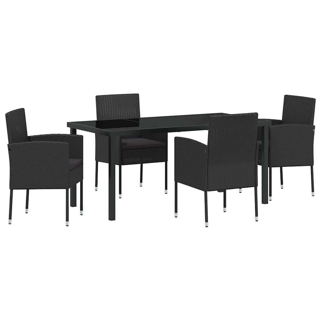 Ensemble de salle à manger pour jardin 5 pcs Noir polyrotin - XIOS
