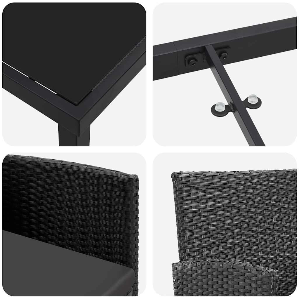 Ensemble de salle à manger pour jardin 9 pcs Noir polyrotin - XIOS