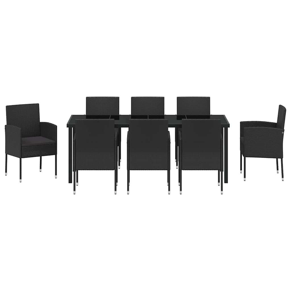Ensemble de salle à manger pour jardin 9 pcs Noir polyrotin - XIOS