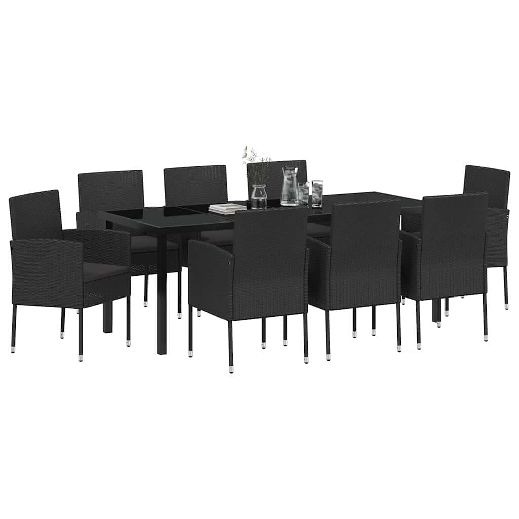 Ensemble de salle à manger pour jardin 9 pcs Noir polyrotin - XIOS