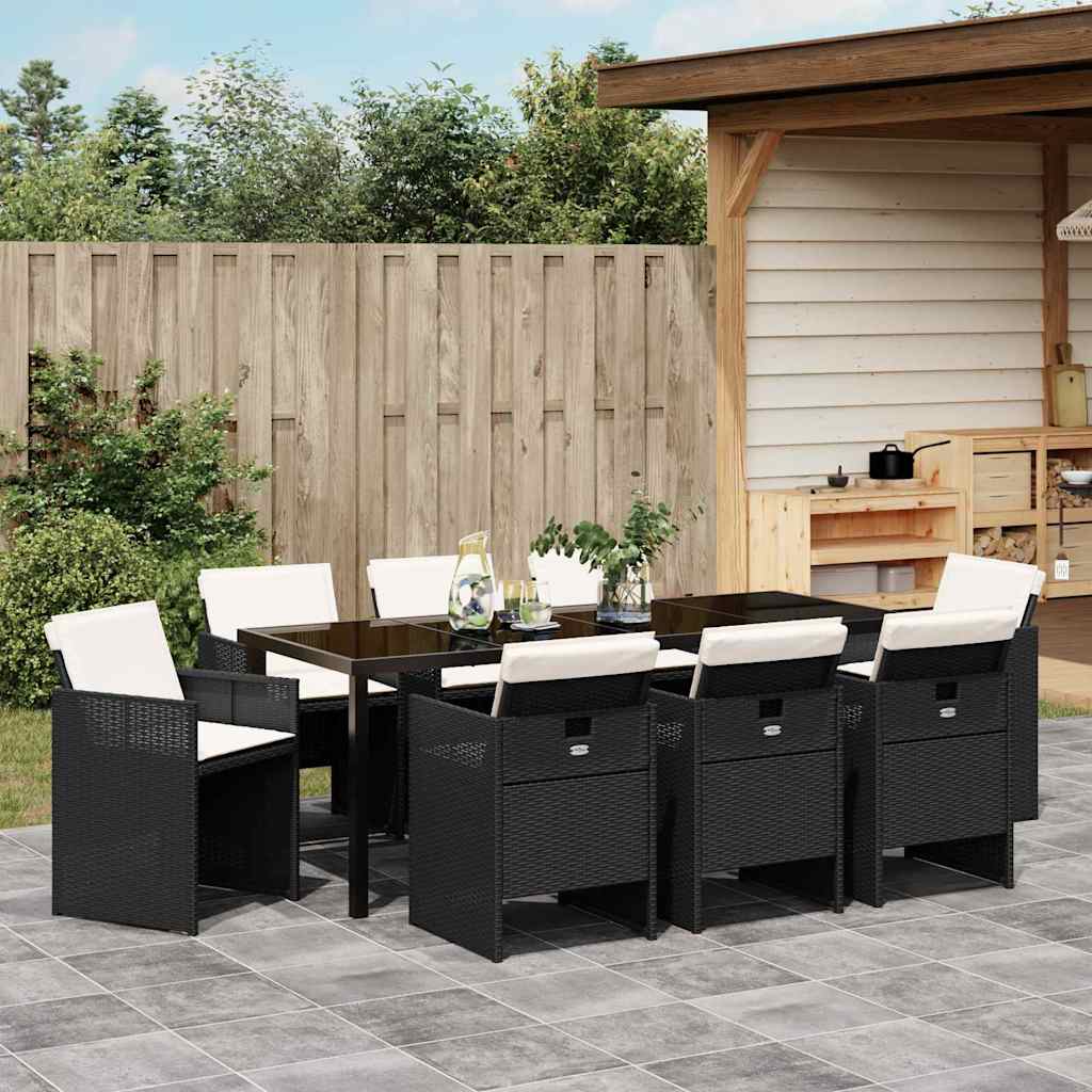 Ensemble de salle à manger pour jardin 9 pcs Noir polyrotin - XIOS