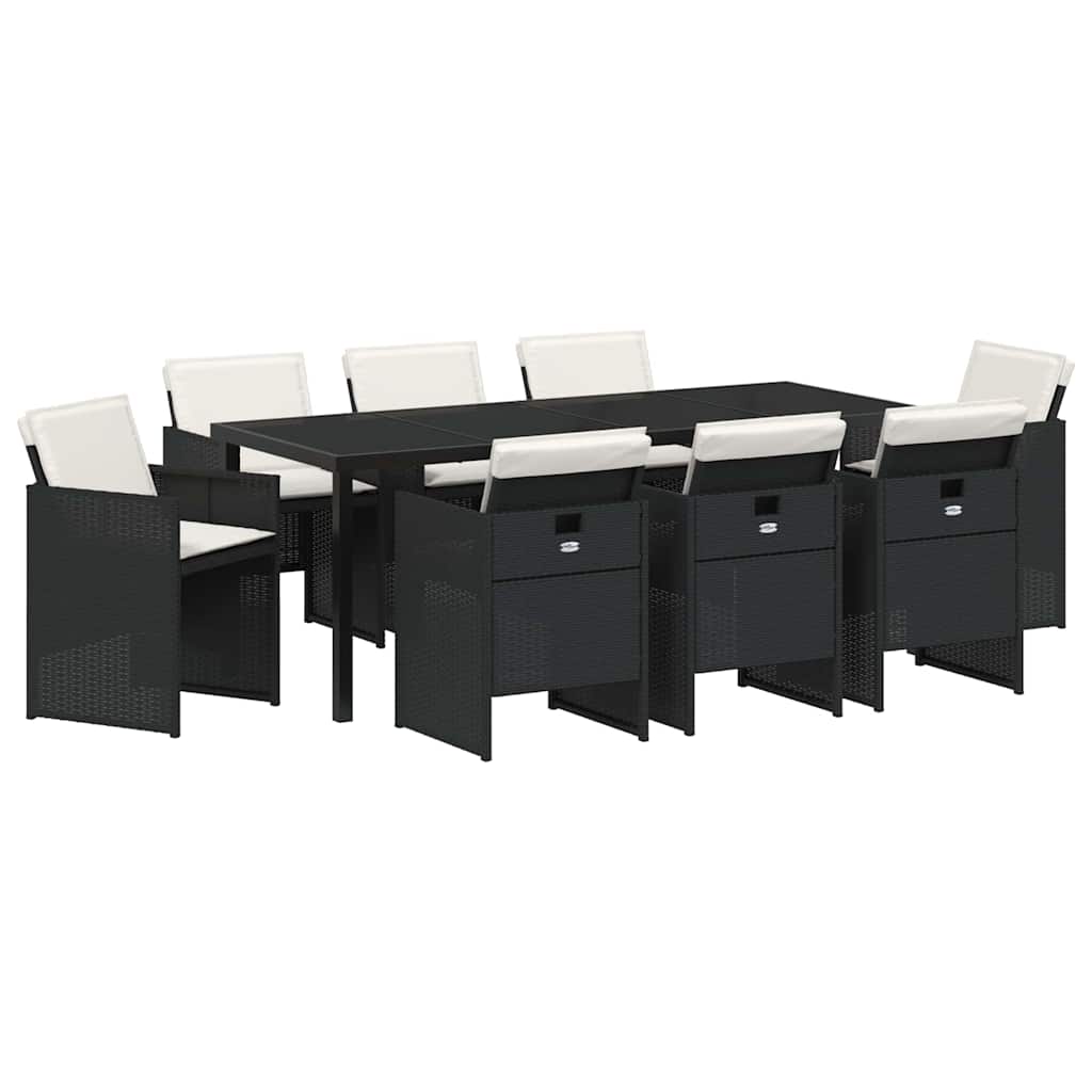 Ensemble de salle à manger pour jardin 9 pcs Noir polyrotin - XIOS