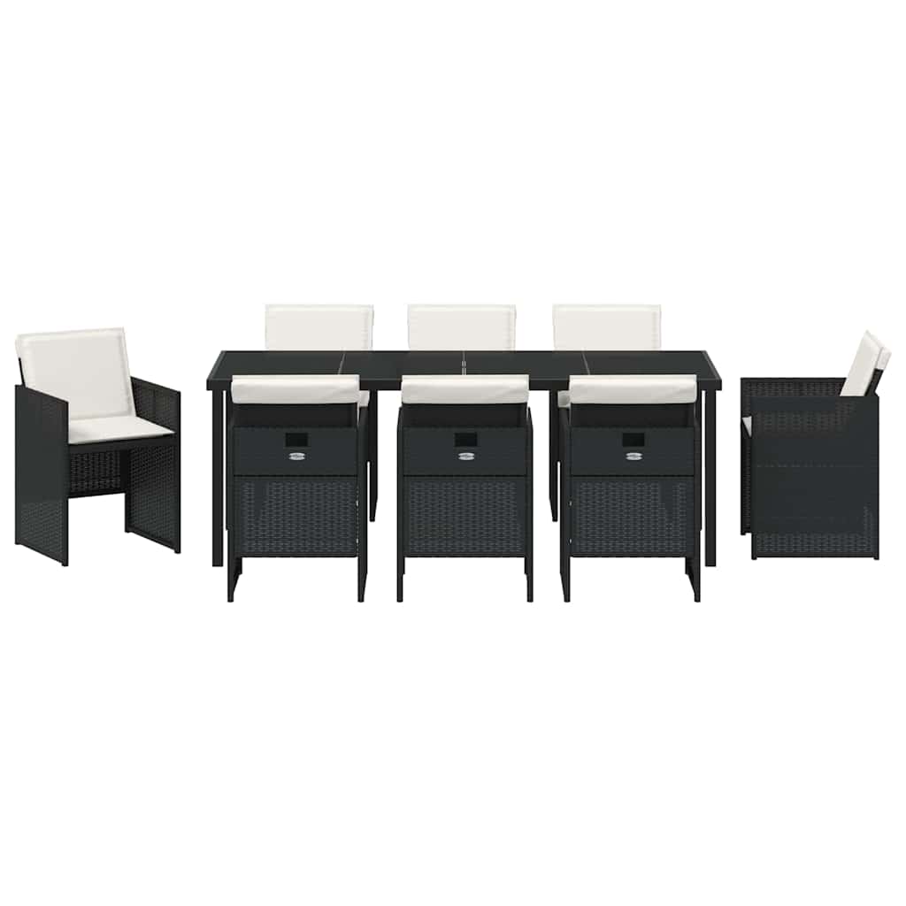 Ensemble de salle à manger pour jardin 9 pcs Noir polyrotin - XIOS