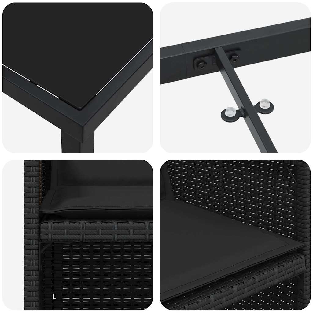 Ensemble de salle à manger pour jardin 5 pcs Noir polyrotin - XIOS