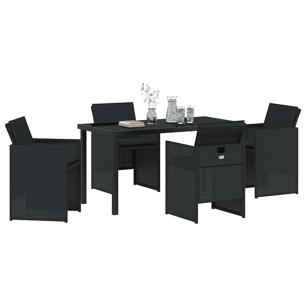 Ensemble de salle à manger pour jardin 5 pcs Noir polyrotin - XIOS