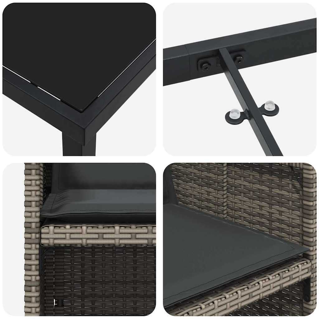 Ensemble de salle à manger pour jardin 5 pcs Gris polyrotin - XIOS