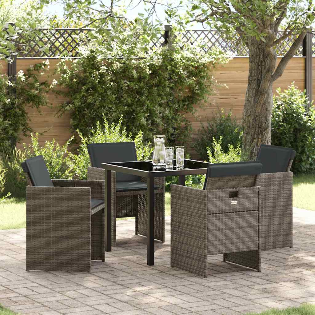 Ensemble de salle à manger pour jardin 5 pcs Gris polyrotin - XIOS