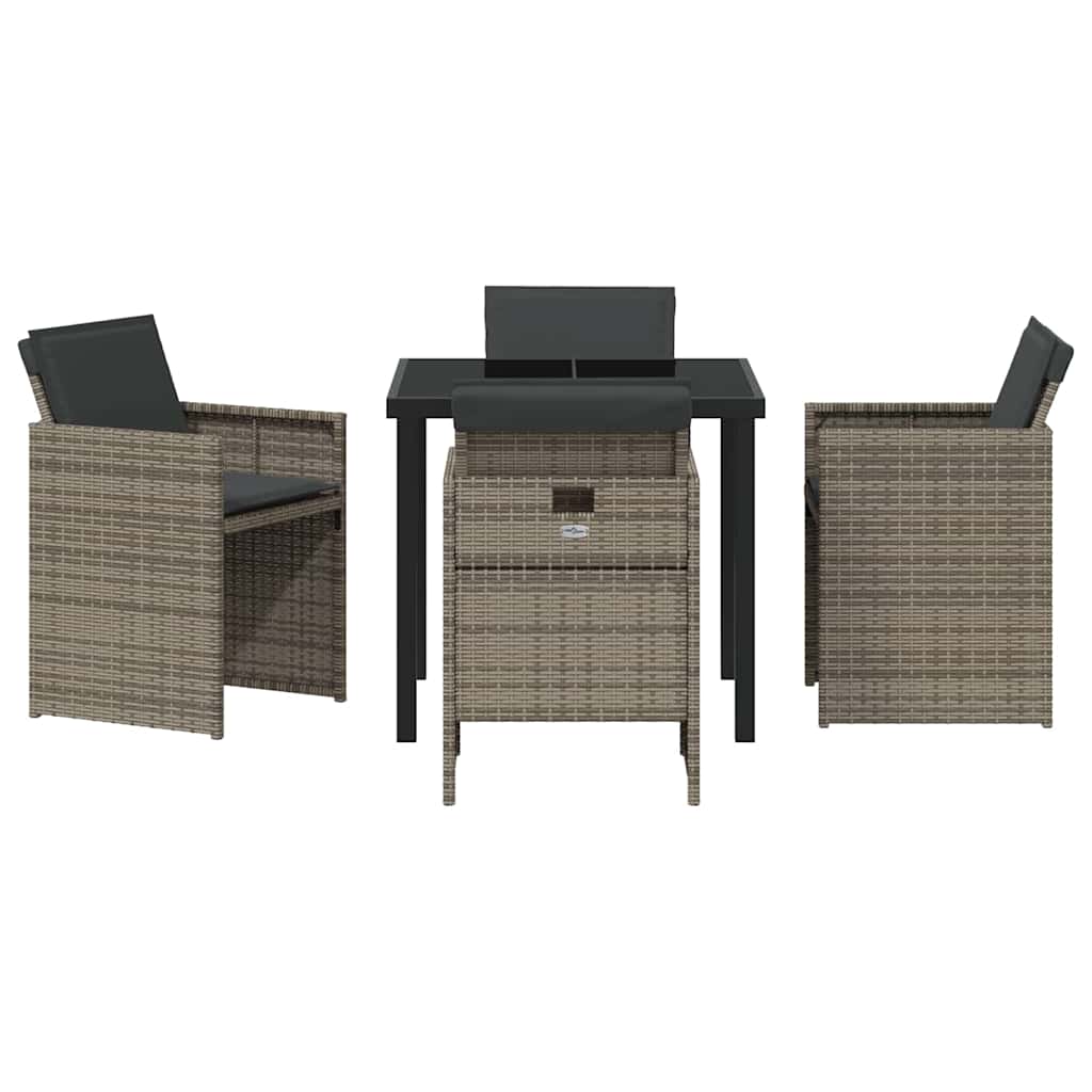 Ensemble de salle à manger pour jardin 5 pcs Gris polyrotin - XIOS