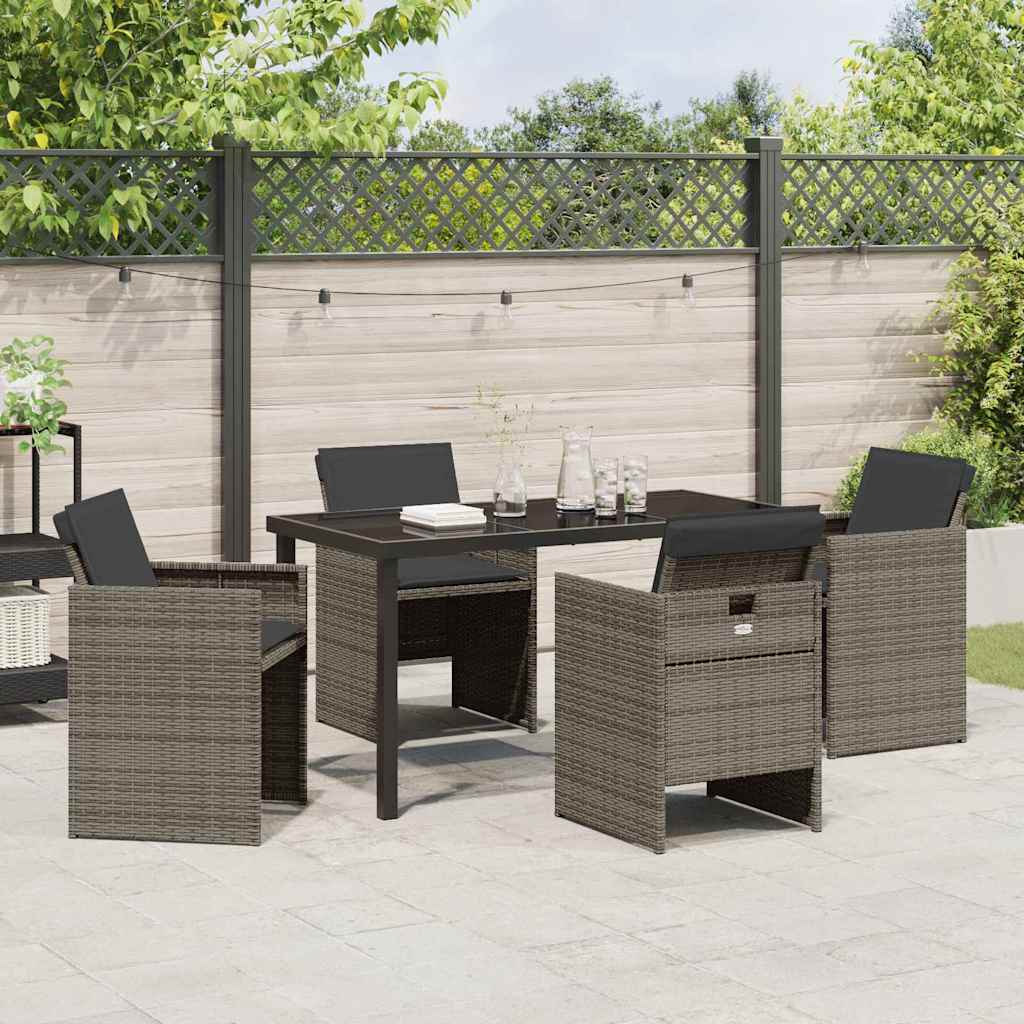 Ensemble de salle à manger pour jardin 5 pcs Gris polyrotin - XIOS