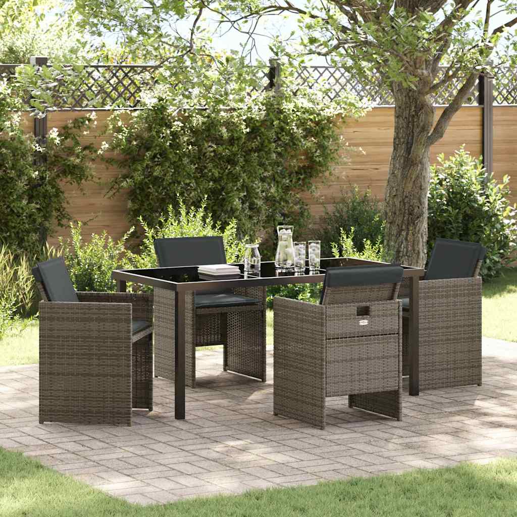 Ensemble de salle à manger pour jardin 5 pcs Gris polyrotin - XIOS