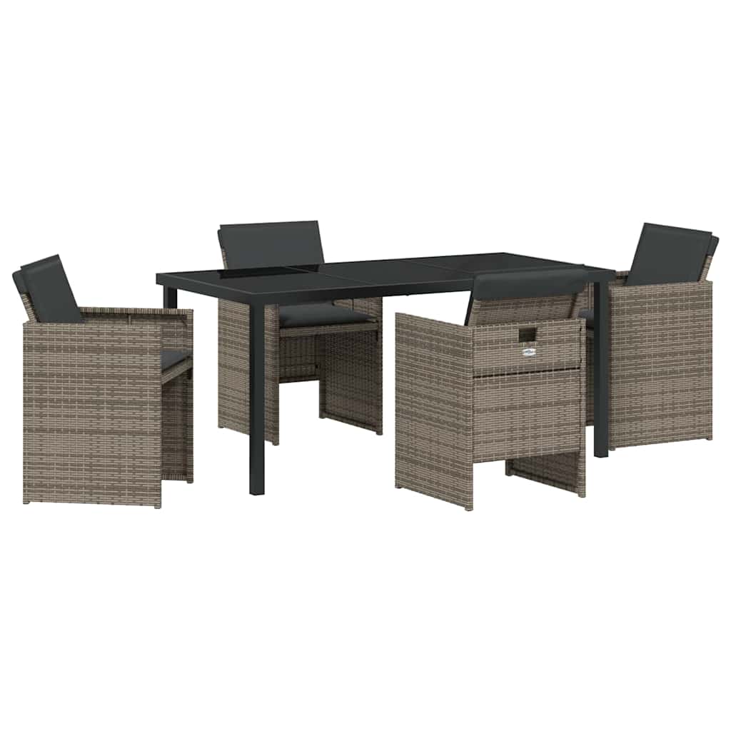 Ensemble de salle à manger pour jardin 5 pcs Gris polyrotin - XIOS