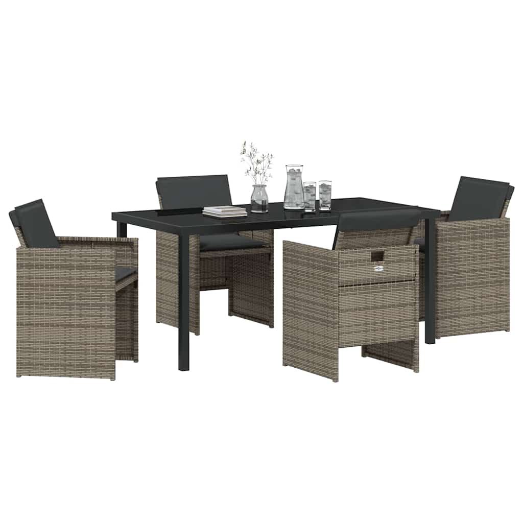 Ensemble de salle à manger pour jardin 5 pcs Gris polyrotin - XIOS