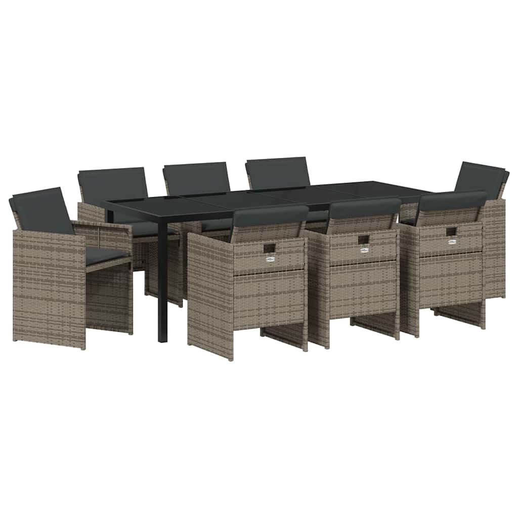 Ensemble de salle à manger pour jardin 9 pcs Gris polyrotin - XIOS