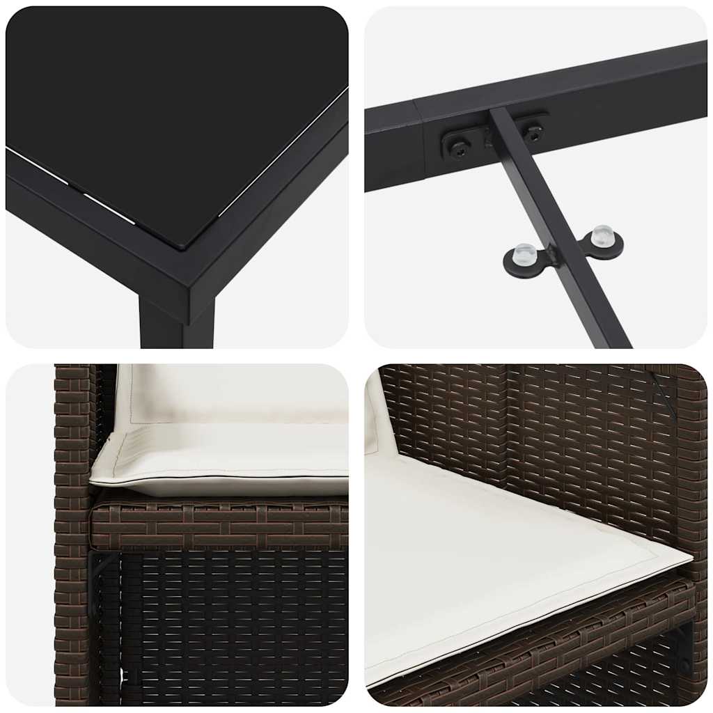 Ensemble de salle à manger pour jardin 5 pcs Marron polyrotin - XIOS