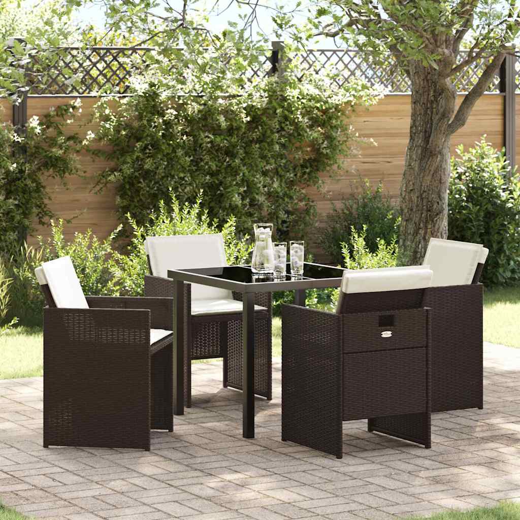 Ensemble de salle à manger pour jardin 5 pcs Marron polyrotin - XIOS