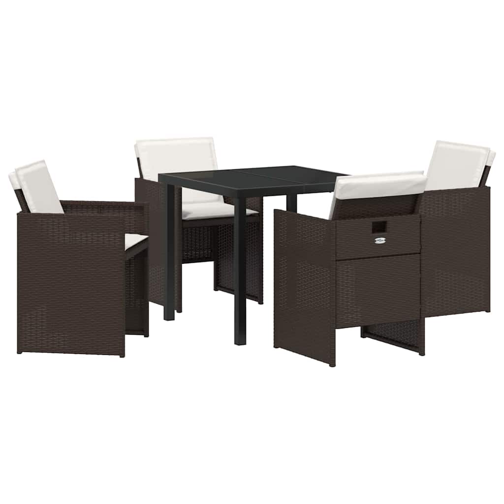 Ensemble de salle à manger pour jardin 5 pcs Marron polyrotin - XIOS