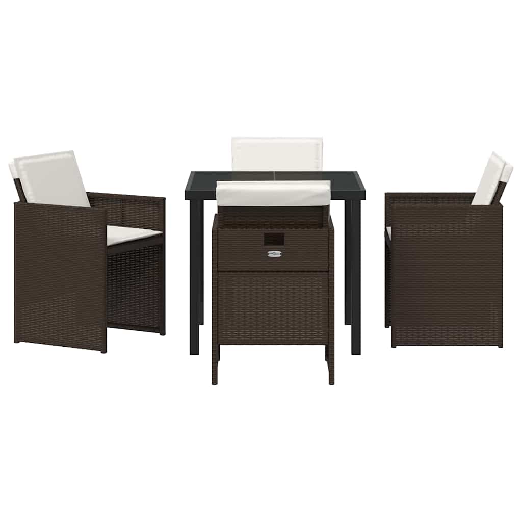 Ensemble de salle à manger pour jardin 5 pcs Marron polyrotin - XIOS