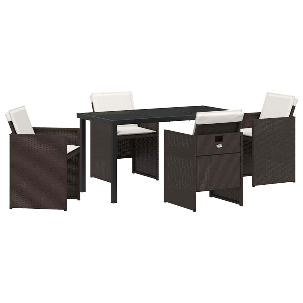 Ensemble de salle à manger pour jardin 5 pcs Marron polyrotin - XIOS