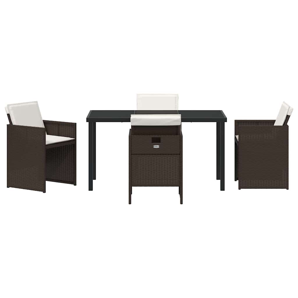 Ensemble de salle à manger pour jardin 5 pcs Marron polyrotin - XIOS