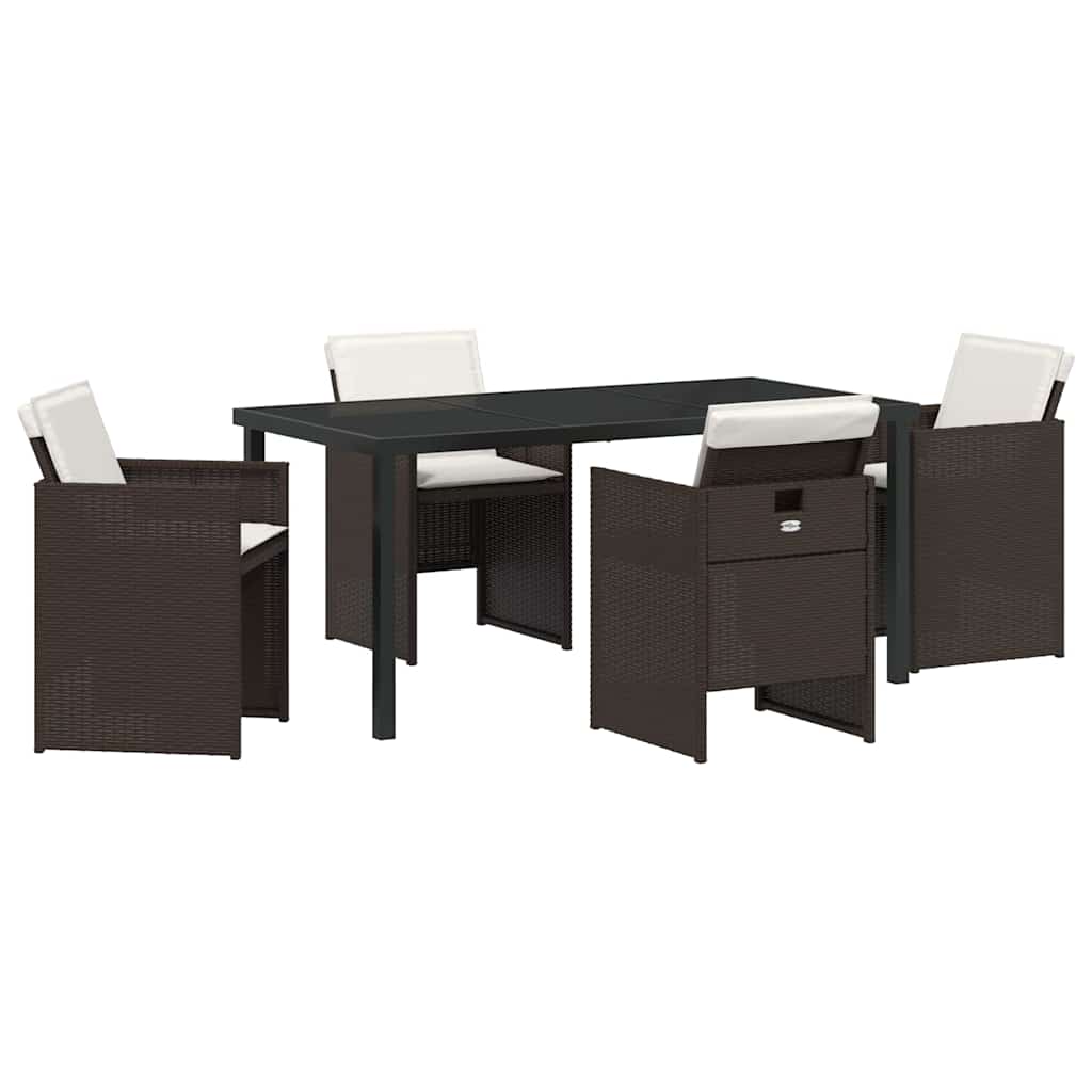 Ensemble de salle à manger pour jardin 5 pcs Marron polyrotin - XIOS
