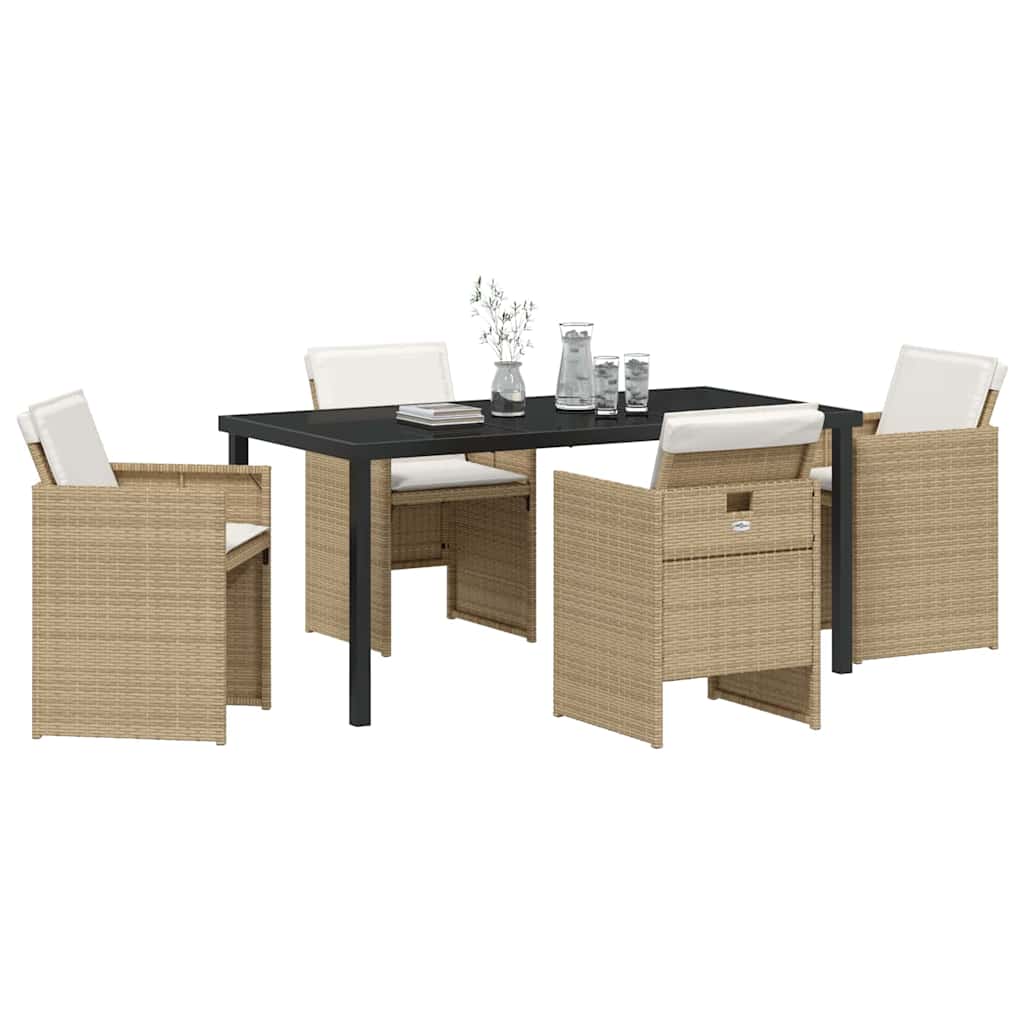 Ensemble de salle à manger pour jardin 5 pcs Beige polyrotin - XIOS