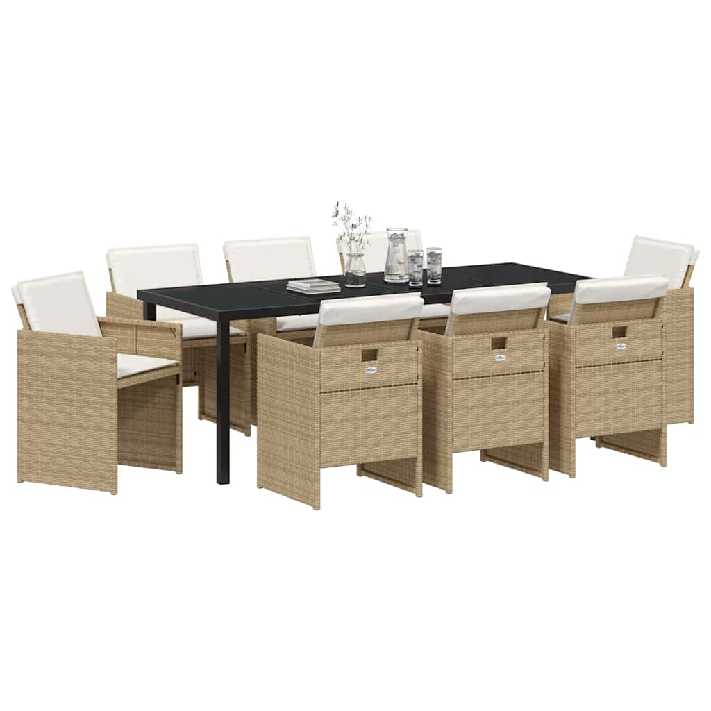 Ensemble de salle à manger pour jardin 9 pcs Beige polyrotin - XIOS