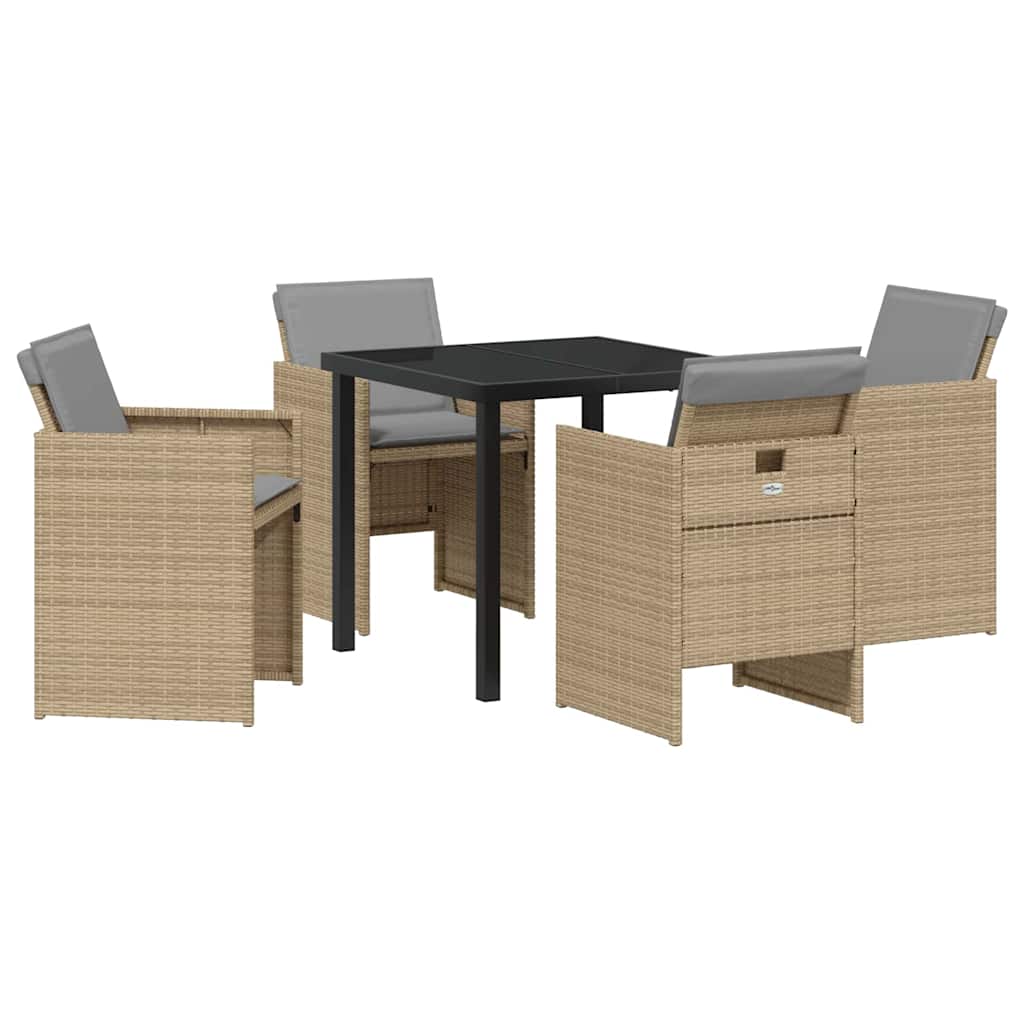 Ensemble de salle à manger pour jardin 5 pcs Beige polyrotin - XIOS