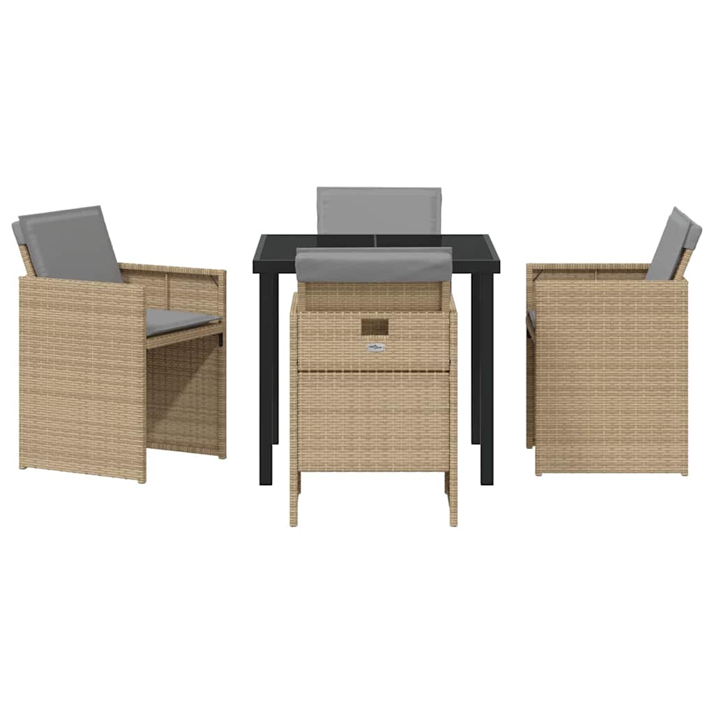 Ensemble de salle à manger pour jardin 5 pcs Beige polyrotin - XIOS
