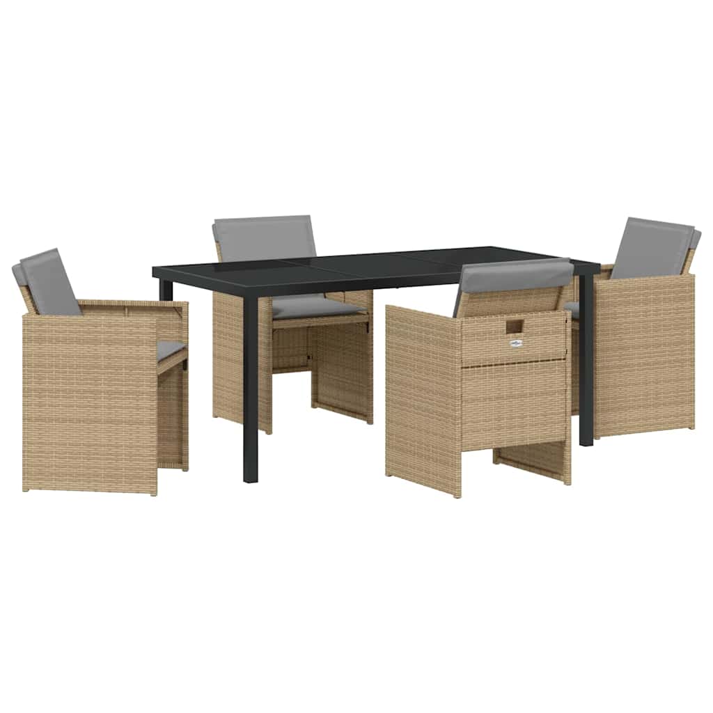 Ensemble de salle à manger pour jardin 5 pcs Beige polyrotin - XIOS