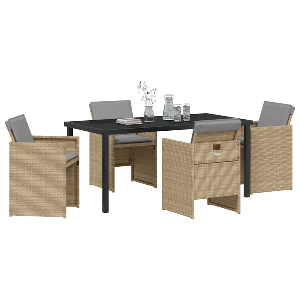 Ensemble de salle à manger pour jardin 5 pcs Beige polyrotin - XIOS