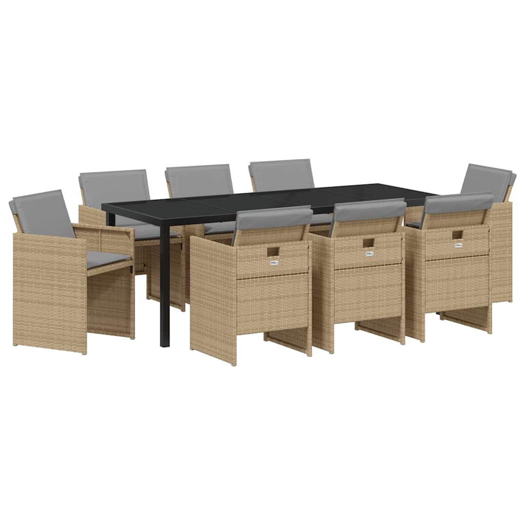 Ensemble de salle à manger pour jardin 9 pcs Beige polyrotin - XIOS