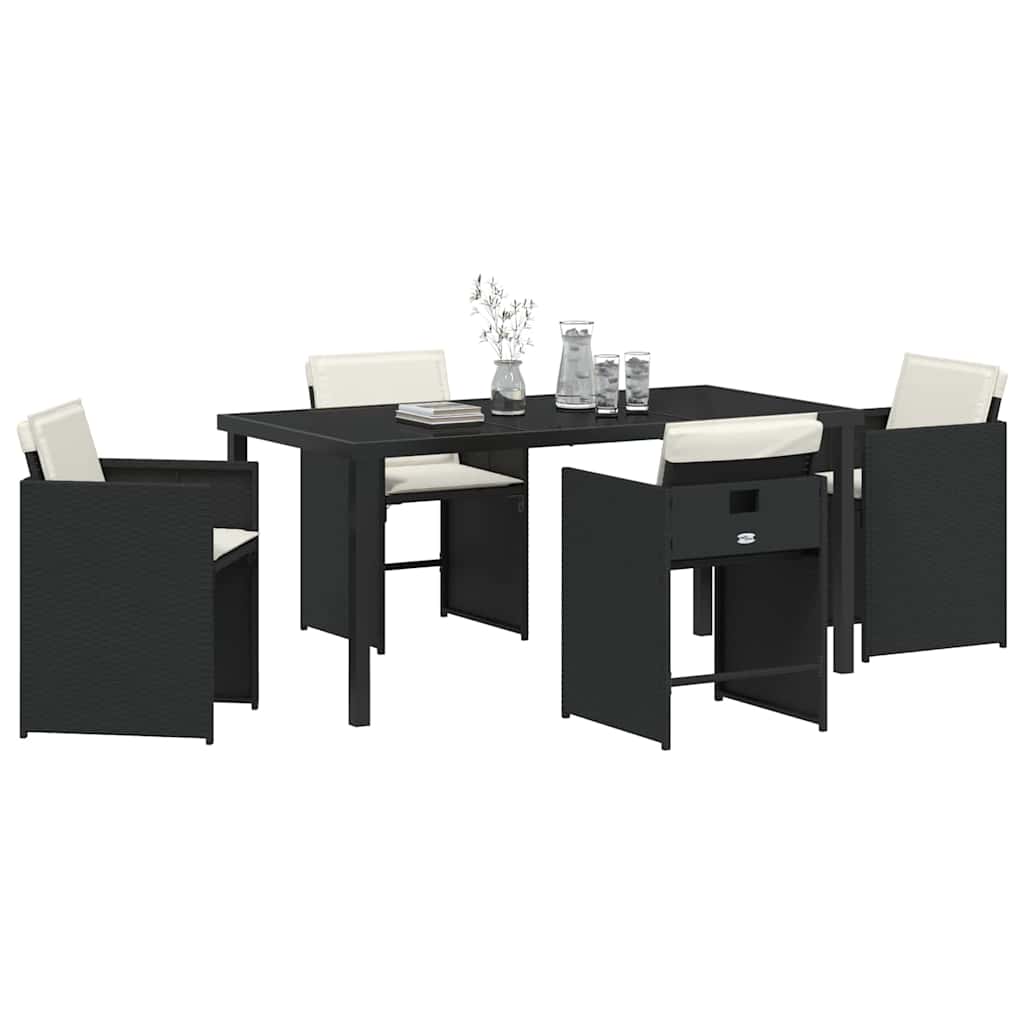 Ensemble de salle à manger pour jardin 5 pcs Noir polyrotin - XIOS