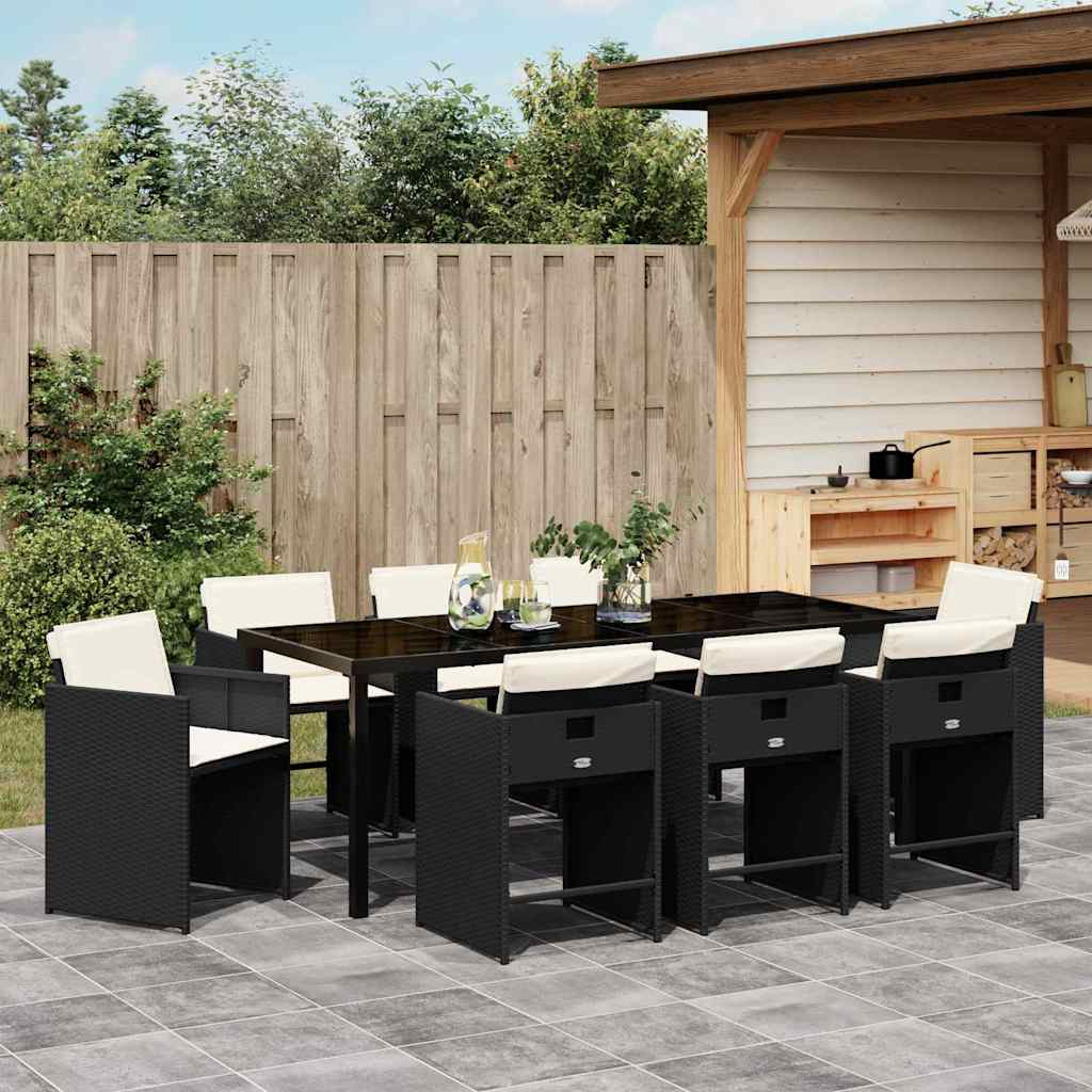 Ensemble de salle à manger pour jardin 9 pcs Noir polyrotin - XIOS