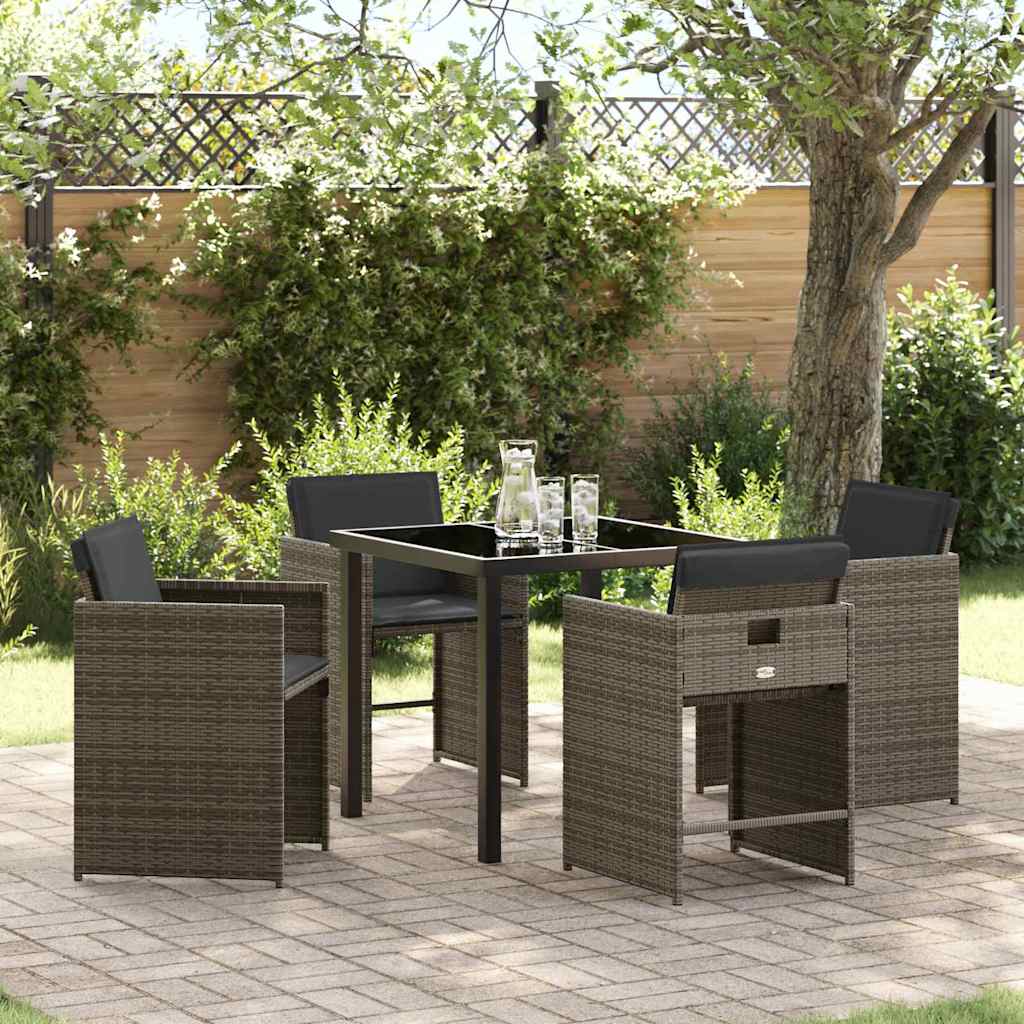 Ensemble de salle à manger pour jardin 5 pcs Gris polyrotin - XIOS
