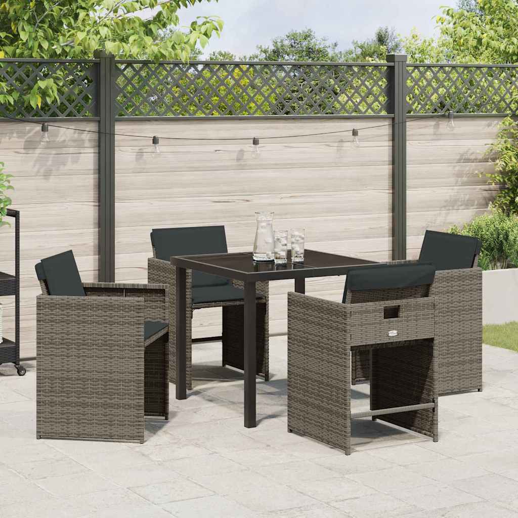 Ensemble de salle à manger pour jardin 5 pcs Gris polyrotin - XIOS