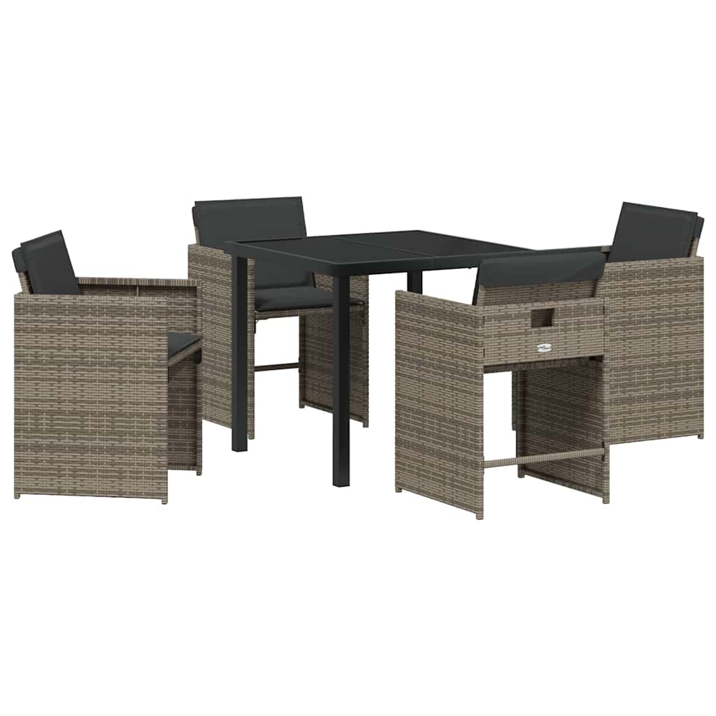 Ensemble de salle à manger pour jardin 5 pcs Gris polyrotin - XIOS